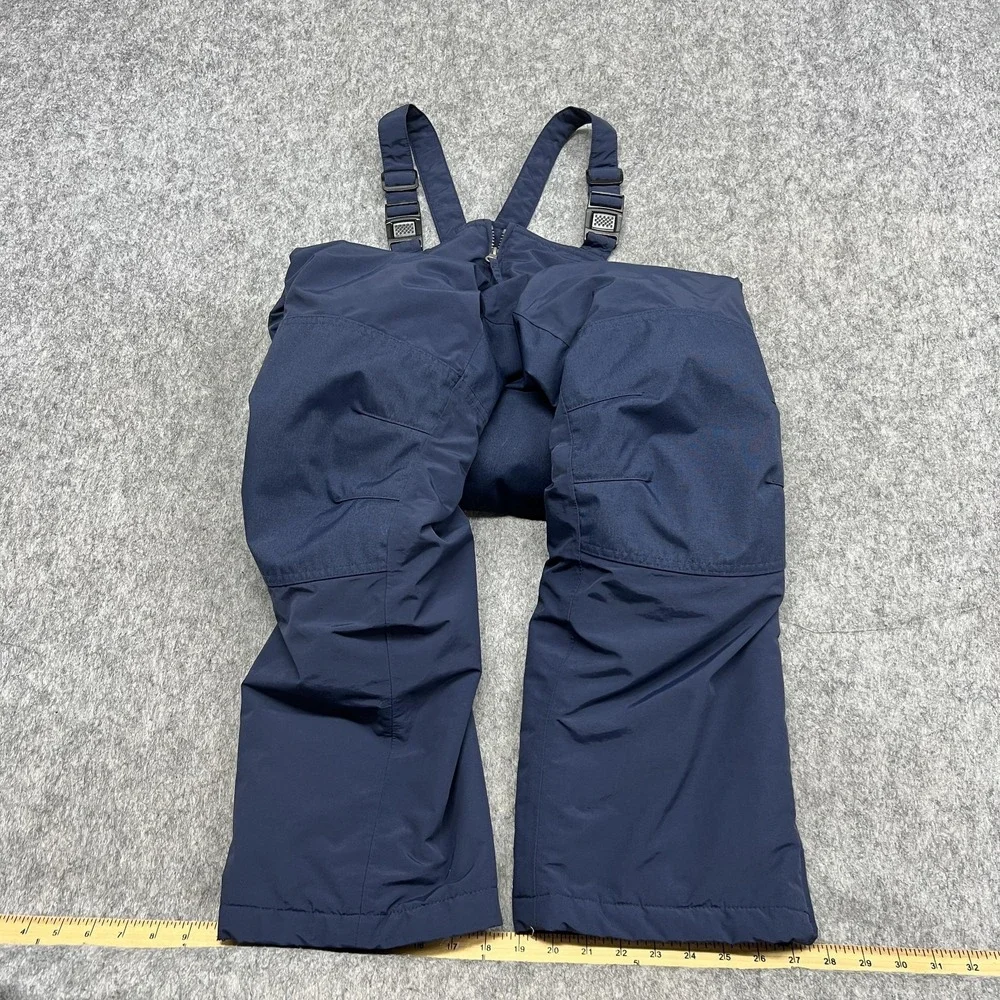 Lands End Squall Snow Bib Pants Kids 12S Blue Insulated Ski Grow A Long Outdoor